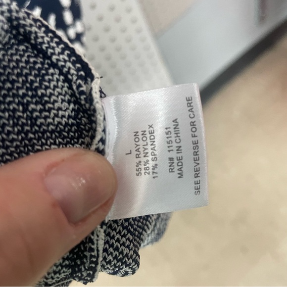 Romeo and Juliet Couture Sleeveless Navy Blue & White Knit Dress Sz L - Picture 5 of 12